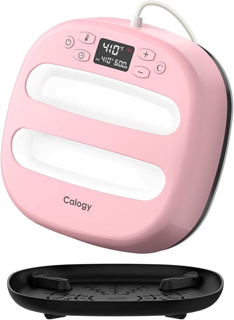 Calogy Heat Press Machine for T-Shirts 10"X10", Portable Heat Press Fast Up to 410℉(210 ºC), Precise Temp Control, 15 Mins Auto Off for Bag, Pillows Sublimation Vinly Transfer(Pink White, 10 x 10 in) - Image 1